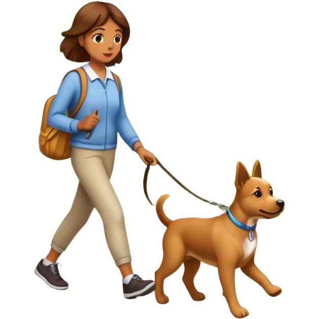 a person walking a dog in the park with a simple background emoji
