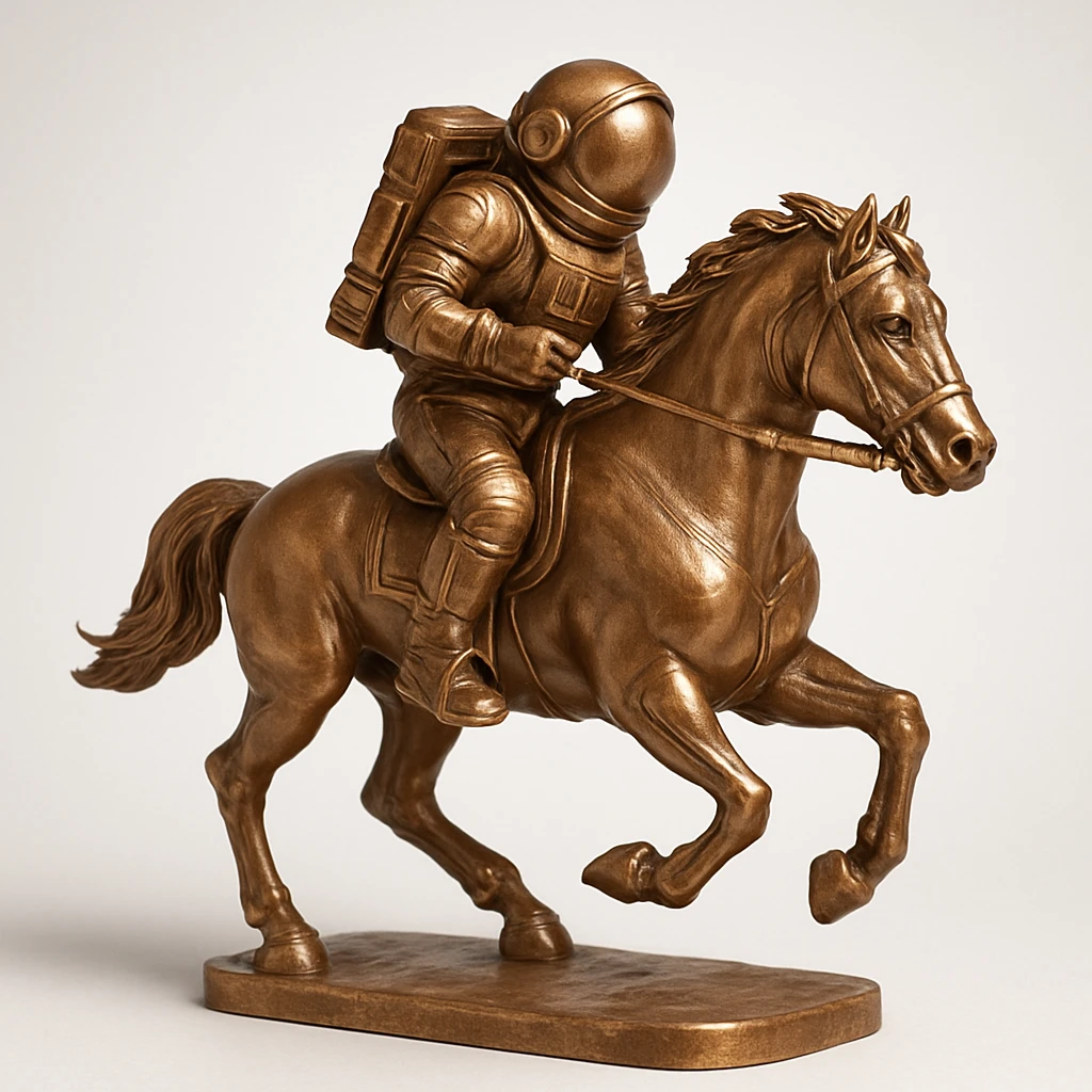 astronaut on horseback with stars in background emoji