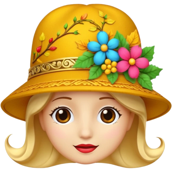 hat with autumn leaves and flowers, 3d emogis emoji