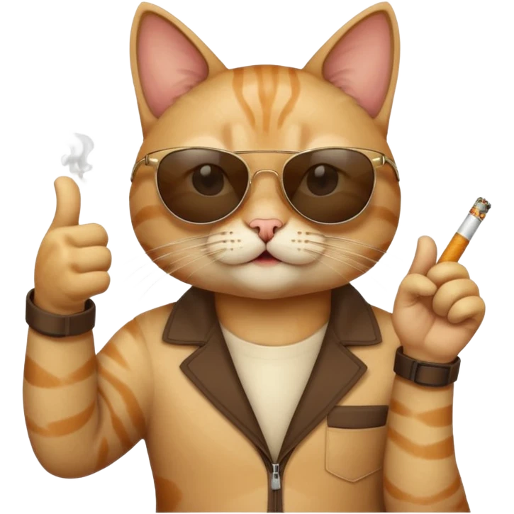 Cat, sunglasses, giving thumbs up, smoking cigarette  emoji