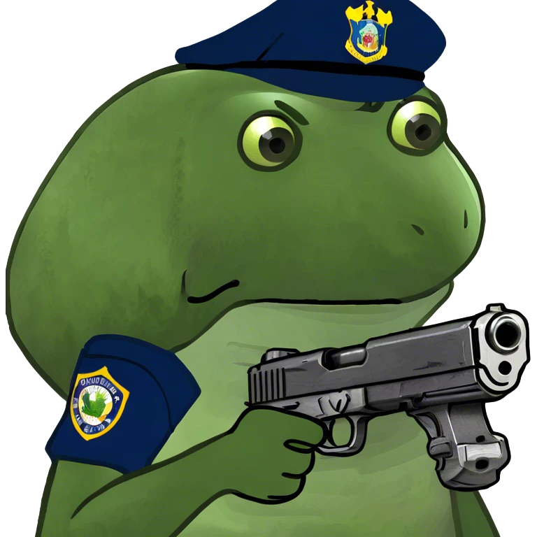holding a gun, wearing an FBI outfit emoji