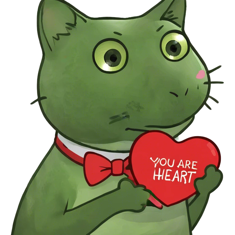 Cat holding a heart saying you are my heart  emoji