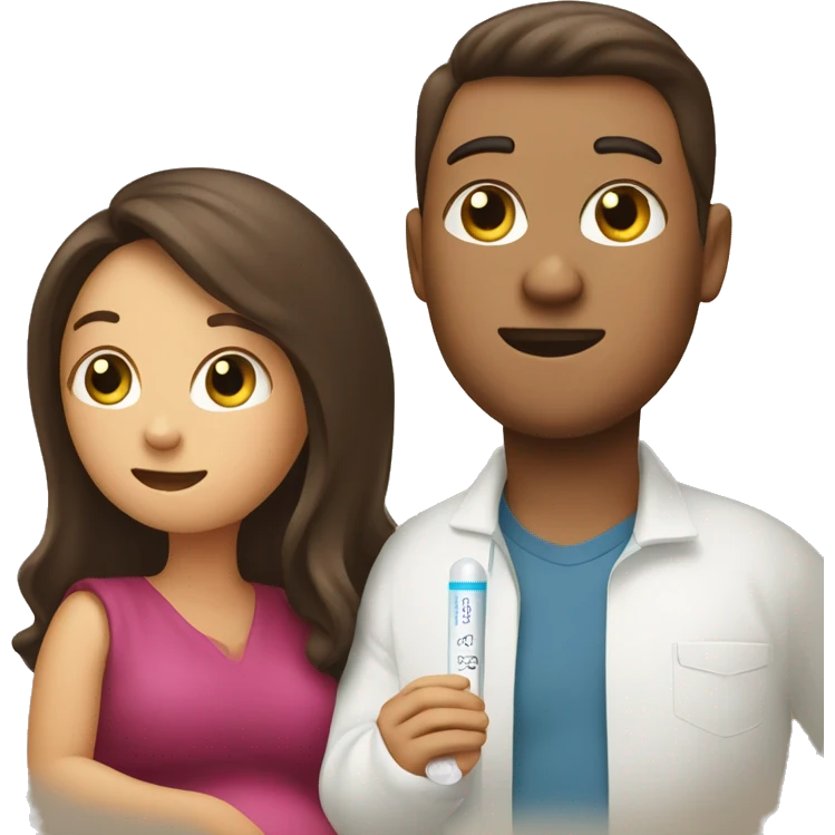 couple looking at pregnancy test emoji