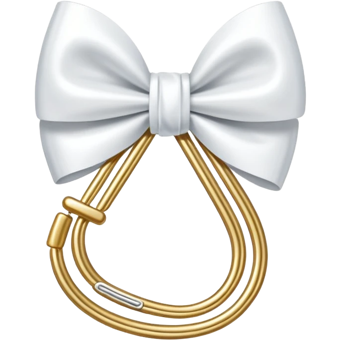 one gold paper clip with a white bow in the middle emoji