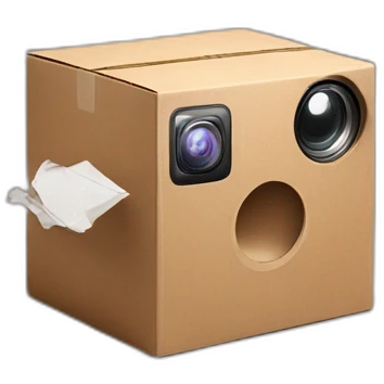Video Camera, Instagram YouTube icons fly out from the Cardboard box emoji