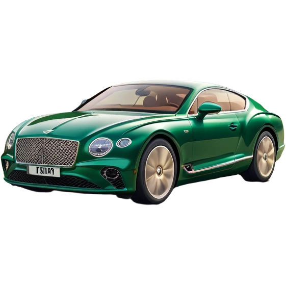 Bentley Continental GT (2022) – cinematic-realistic Bentley Continental GT, its deep emerald green paint reflecting the golden hour sunlight as it cruises along a coastal highway. The roar of its W12 engine builds as it accelerates, the plush leather interior offering an unmatched blend of luxury and performance. emoji