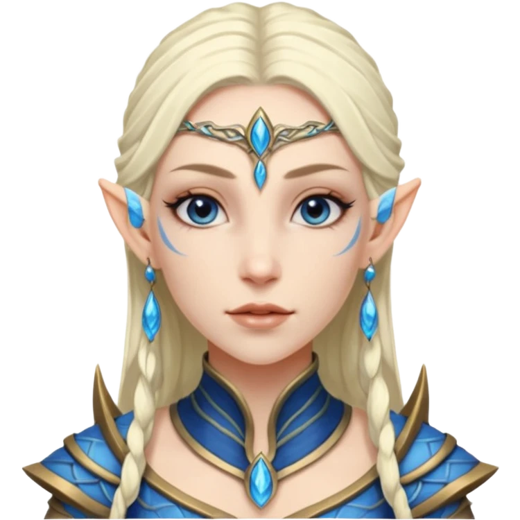 ESO female water elf with scale skin warrior with lashes and earrings emoji