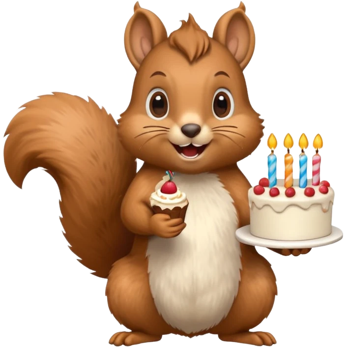 Squirrel with birthday cake emoji