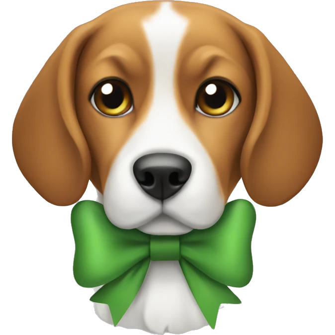 Beagle with green bow emoji