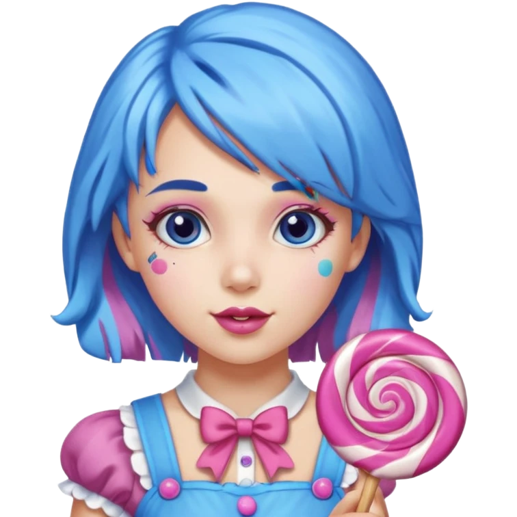 candy girl from candyland blue pink mixed hair emoji