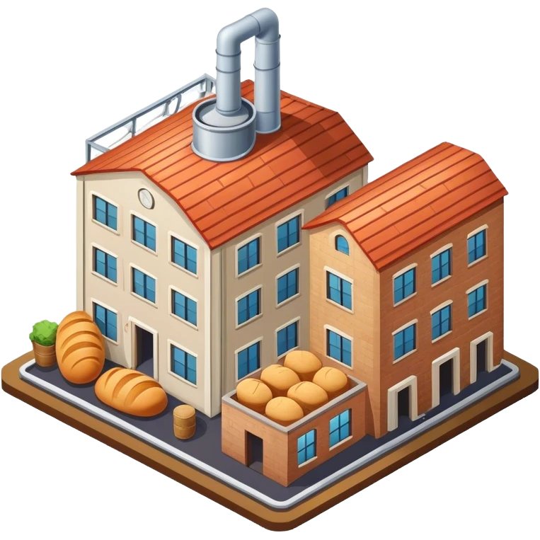 Isometric old bread factory  emoji