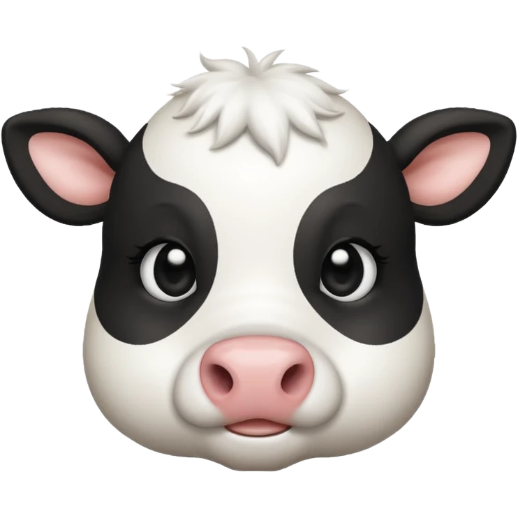 simple cute cow face, eyes of dot emoji