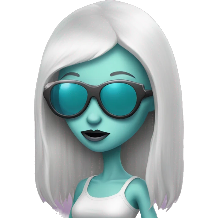 Girly alien with long fingernails and cool sunglasses  emoji