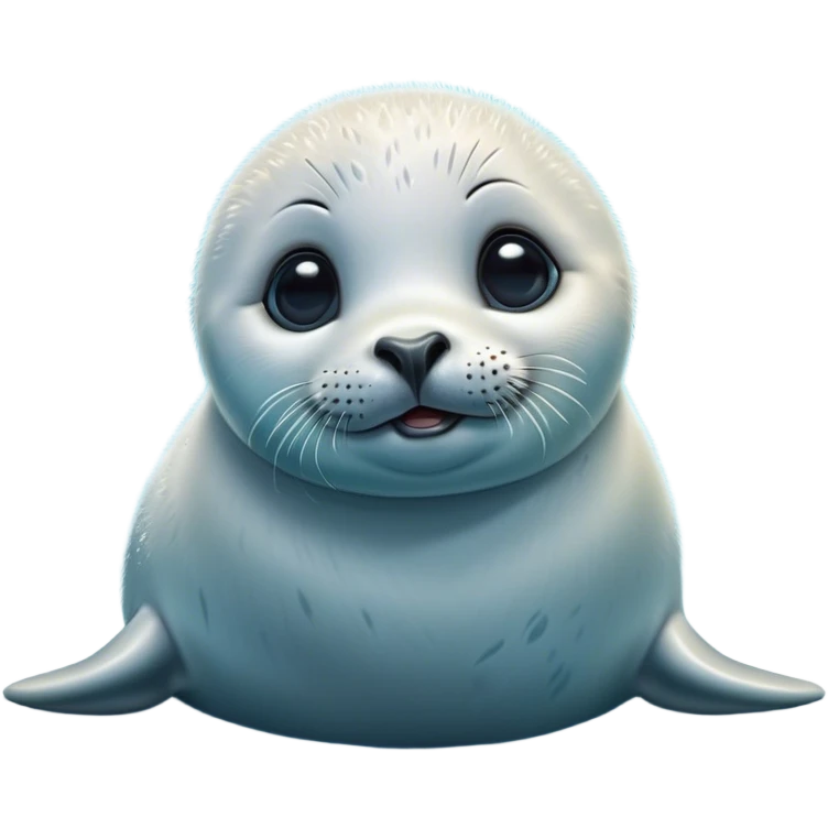 Cinematic Comical Baby Seal Portrait Emoji, Head tilted dramatically with an exaggeratedly surprised expression, featuring a round, plump body with wide, comically expressive eyes and a quirky, puckered face, Simplified yet hilariously expressive features, highly detailed, glowing with a slightly sassy polar glow, high shine, dramatic yet playful, stylized with an air of cheeky arctic mischief, soft glowing outline, capturing the essence of a meme-worthy baby seal that looks ready to give a playful side-eye into viral fame! emoji