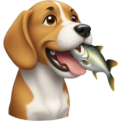 dog eating fish emoji
