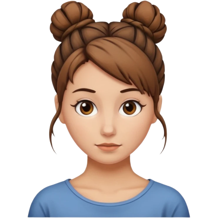 Brown messy bun emoji