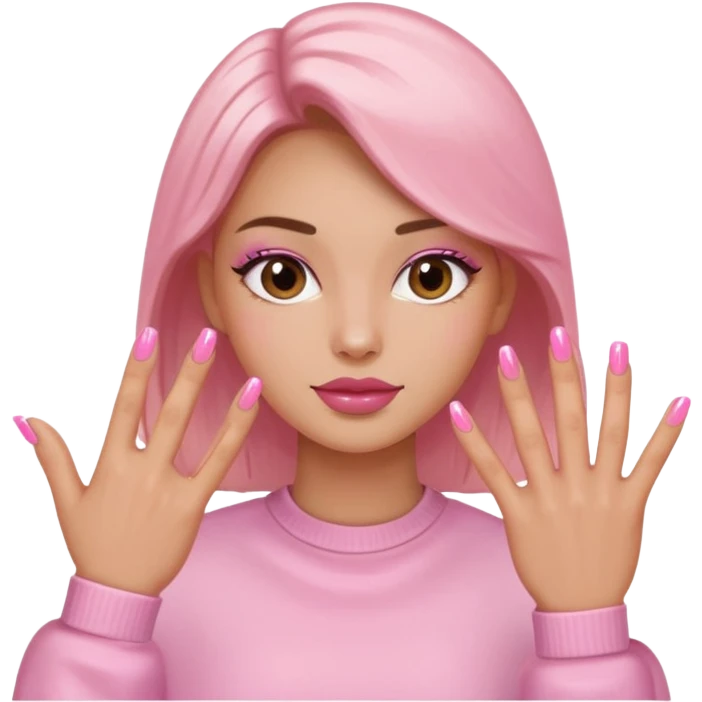 Emoji uñas acrilicas rosadas emoji