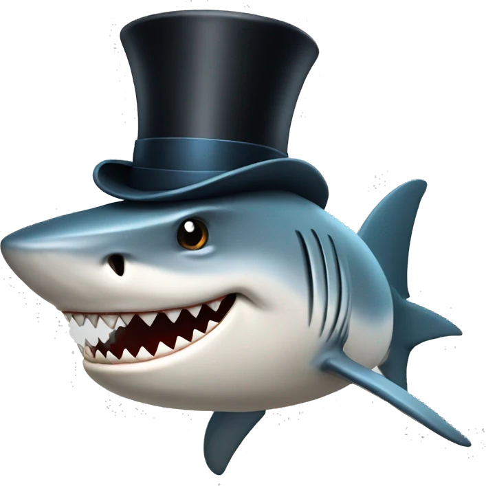 Shark with a top hat emoji