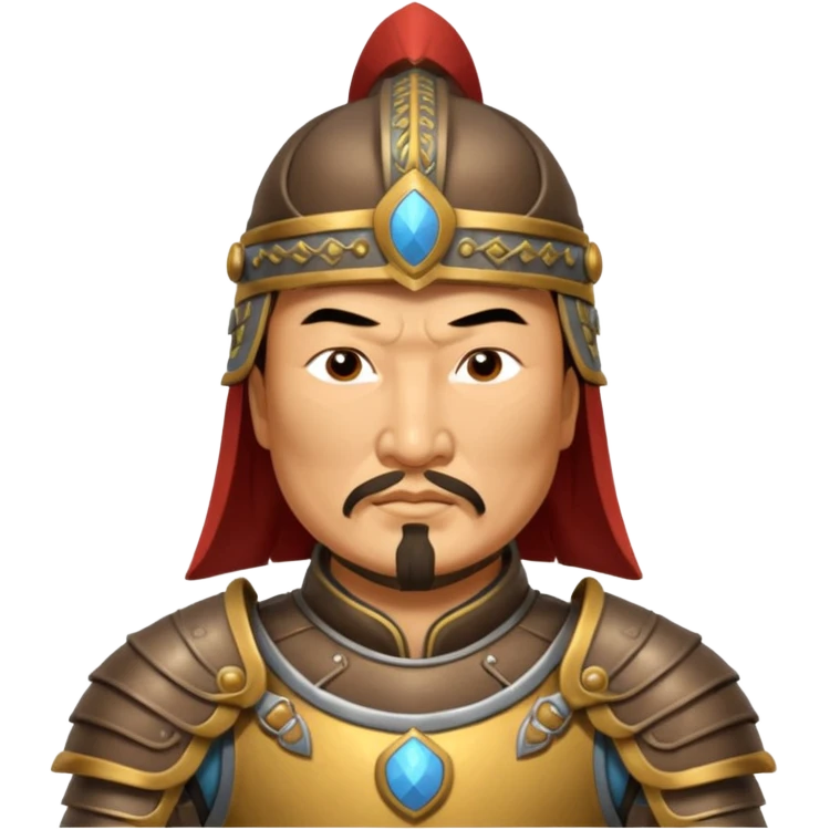Genghis Khan in armor in 3/4 position emoji