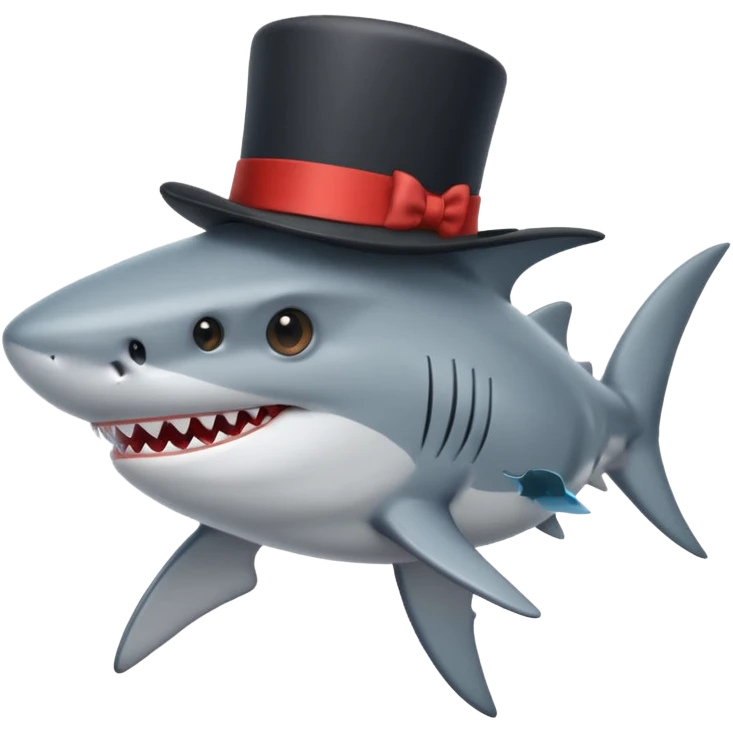Shark with a top hat emoji