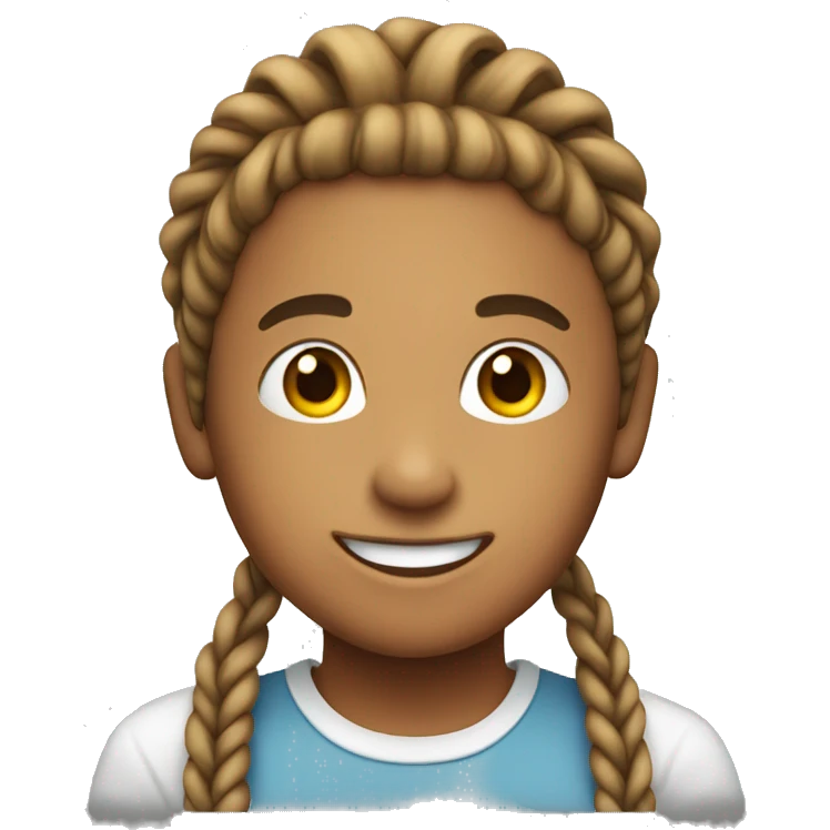 smiling boy with cup and braids emoji