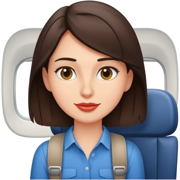 Casual brunette on airplane seat emoji