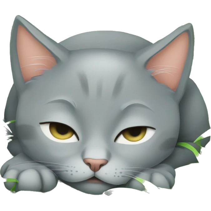 grey kitten sleeping grass emoji