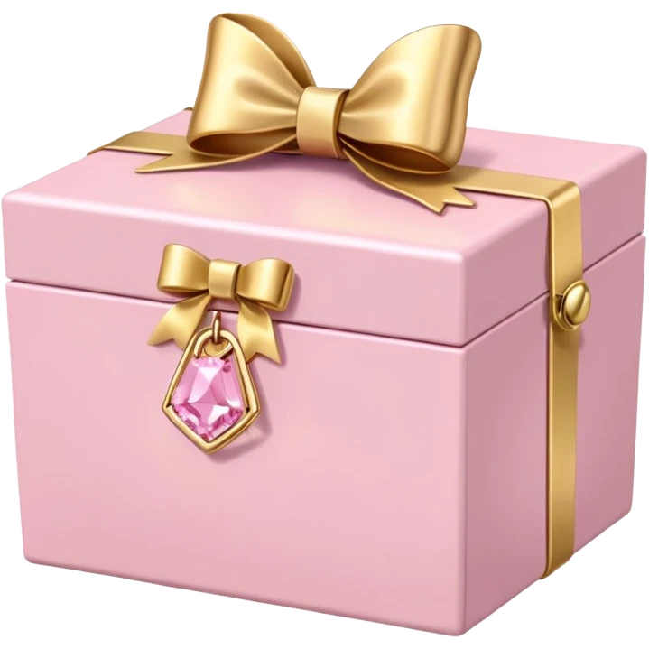 Pastel pink jewelry box with gold bow handles  emoji