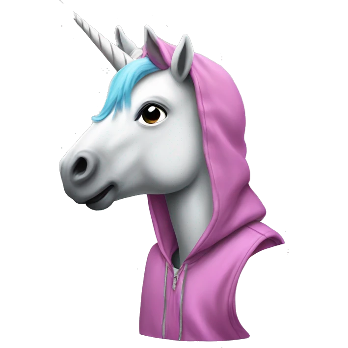 Unicorn wearing a hoodie emoji