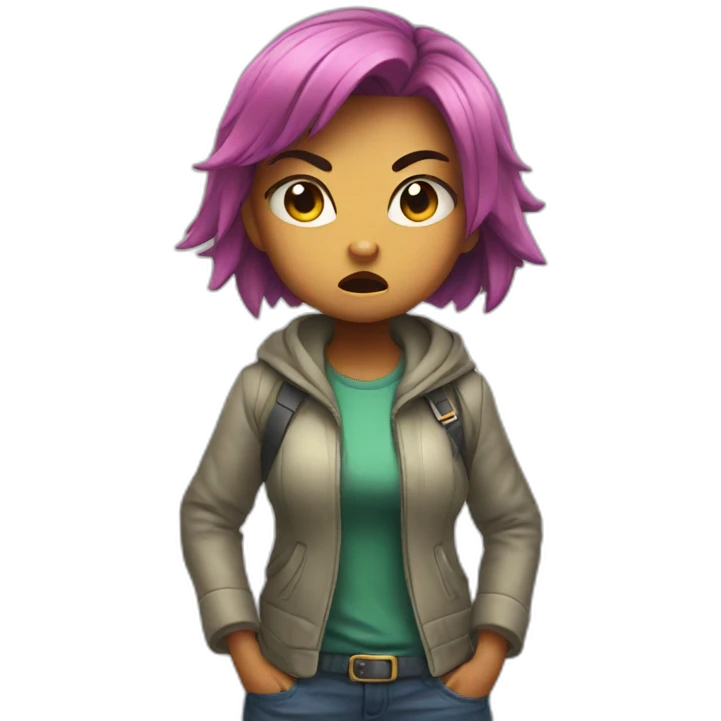 cute dino girl angry emoji