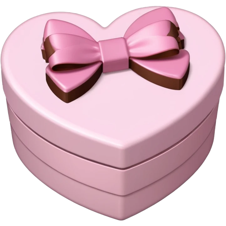 pale pink heart box, pale pink bow, filled with chocolates inside emoji