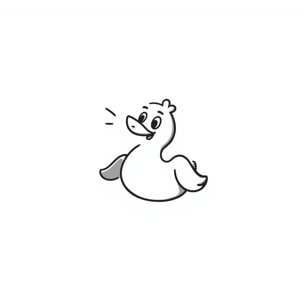 A hand-drawn rubber duck with a silly cute expression and tiny wings emoji