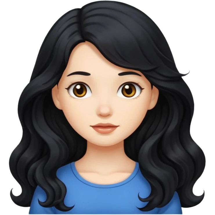 Wavy hair cute white girl long black hair emoji