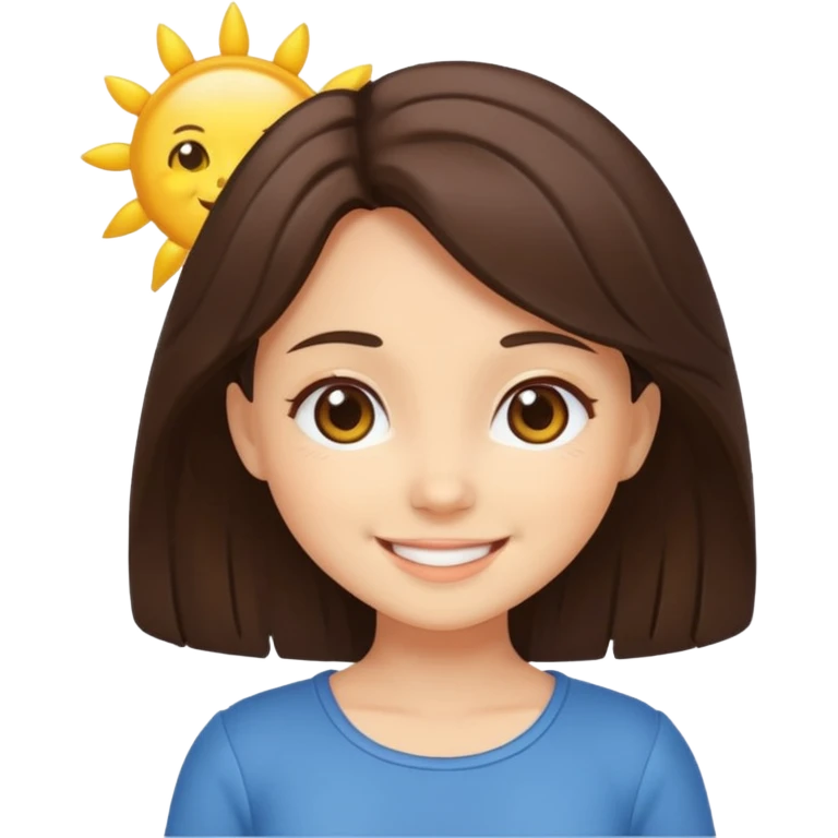 chibi brunette sunshine woman emoji