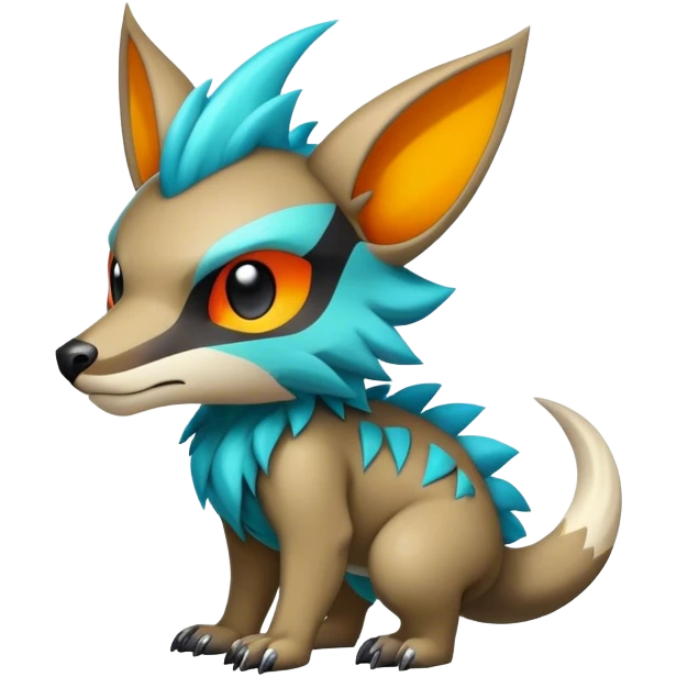 Cute cool edgy badass colorful fantasy animal hybrid Fakemon full body emoji