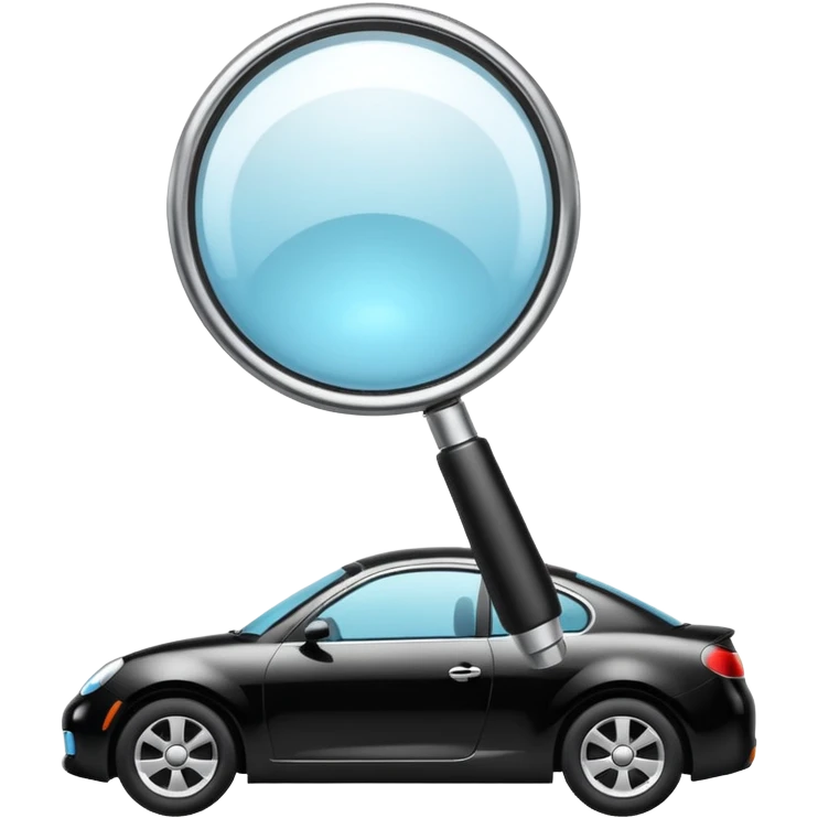 car silhouette with a magnifying glass above it emoji
