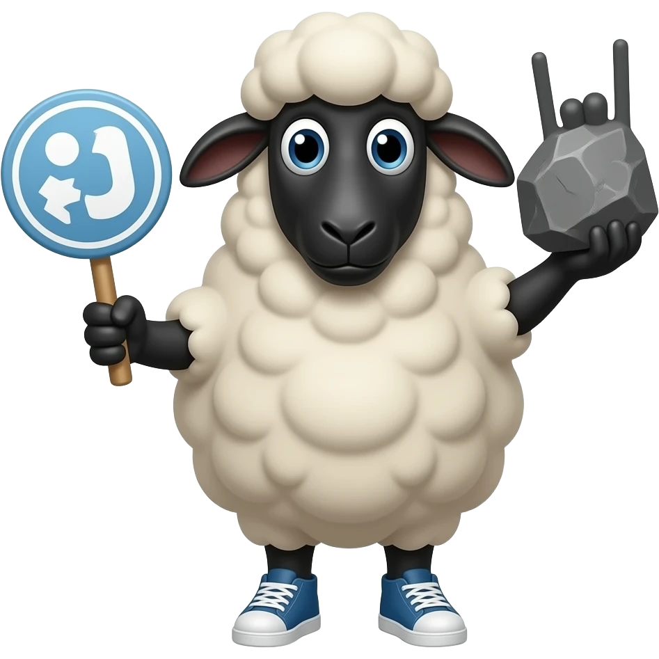 sheep black  with rock and roll 🤘🏾sign emoji