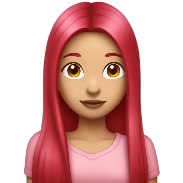 girl-long-straight-rosered-hair-holding-heart emoji
