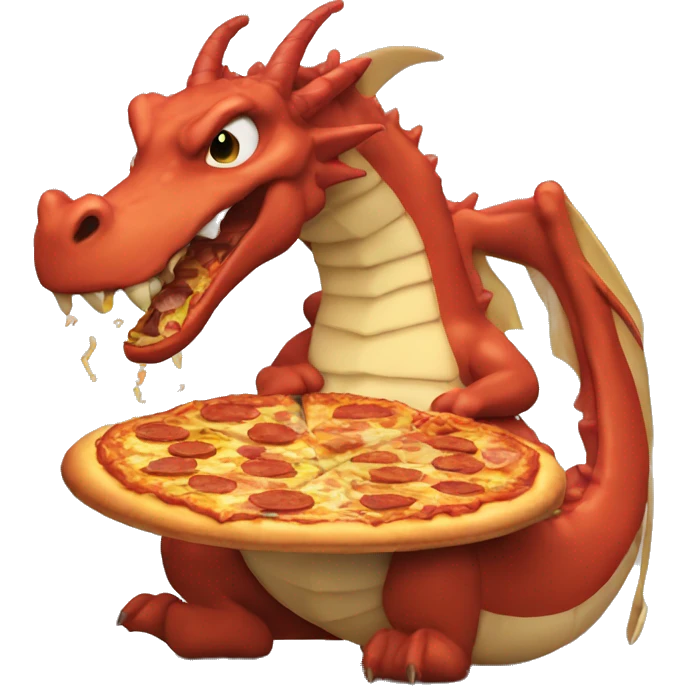 Dragón comiendo pizza emoji