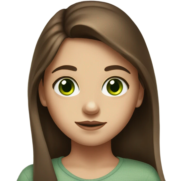 realistic portrait of girl with green eyes emoji