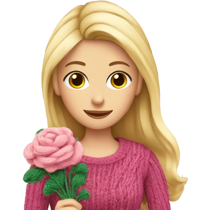beautiful finnish blonde woman knitting flowers emoji