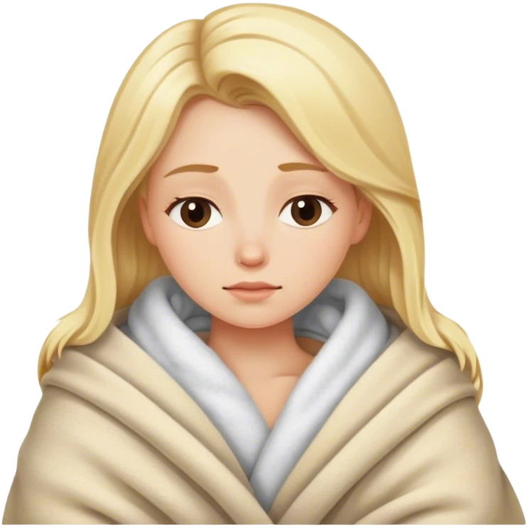 Blonde model cozy in blanket sleepy  emoji