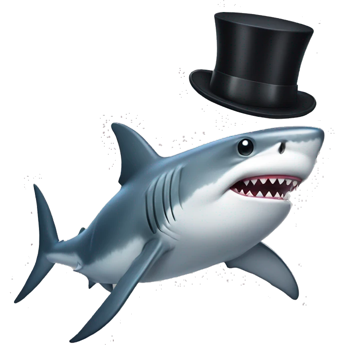 Shark with a top hat emoji