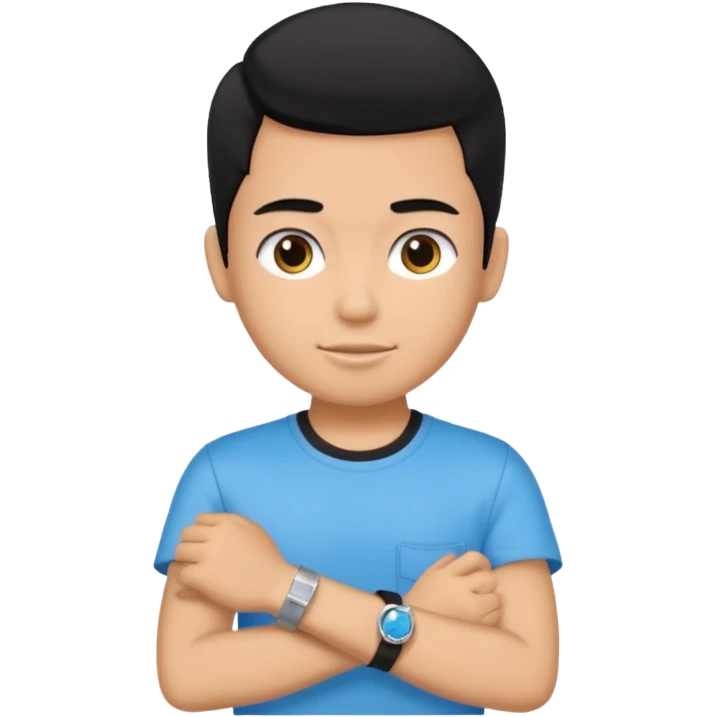 driving license with the photo of ipretty bratz emoji of a boy with a black tee, silver- blue bracelet, black hair emoji