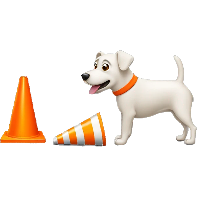 Dog eating a traffic cone emoji