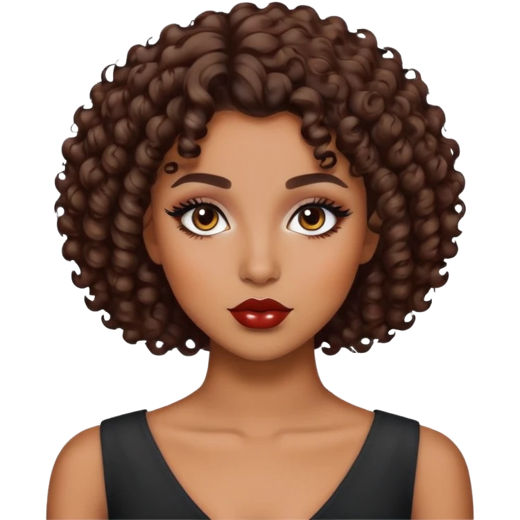 pretty brown skin, short hair curly, baddie with makeup emoji