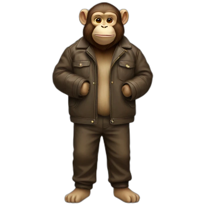 3 old fat happy monkeys full body jacket open emoji