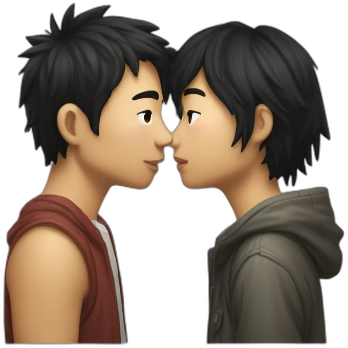 scruffy-boy-and-asian-gilr-kissing emoji