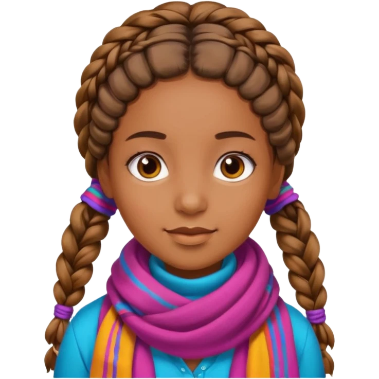 fille marron avec des tresse emoji