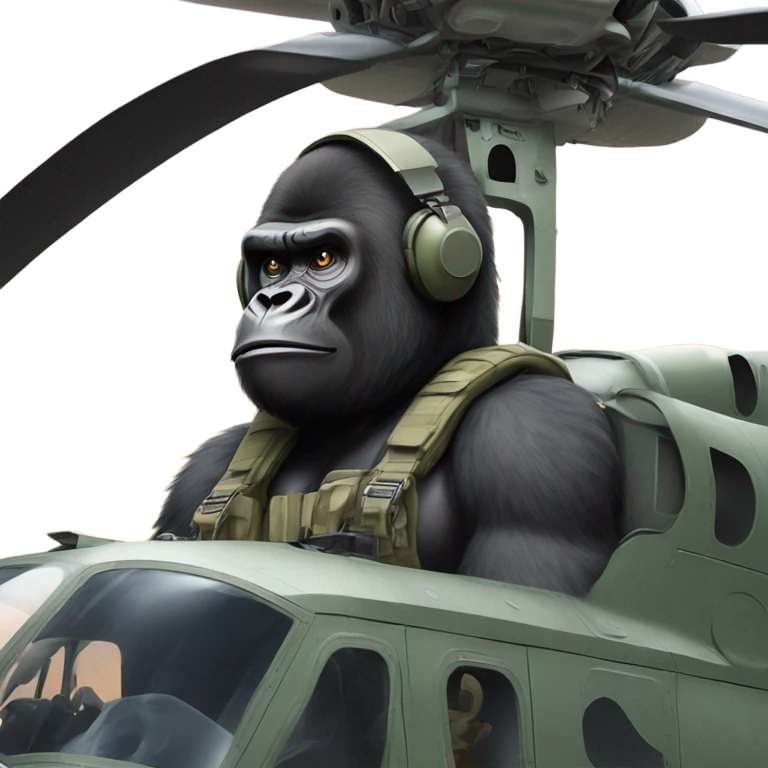Gorilla in a Blackhawk helicopter emoji